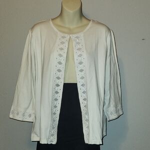 Jones New York White Open Front Cardigan
